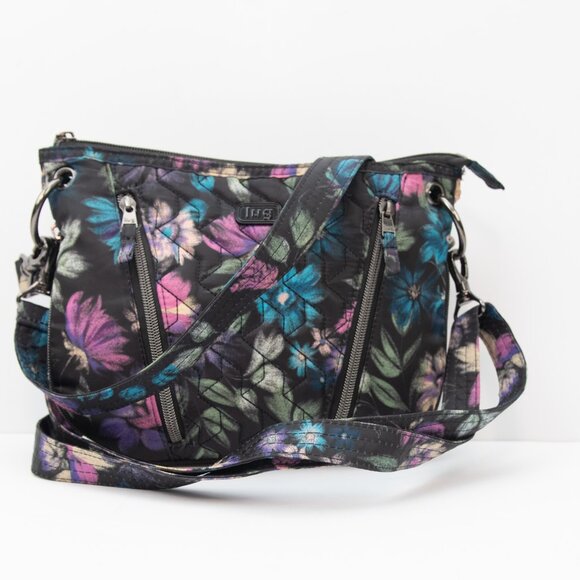 Lug Swivel Crossbody Purse Convertible Bag Pockets Floral Multicolor Black - Picture 1 of 14